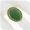 Image 7 : Vintage 18k Gold Oval Cabochon Jade Solitaire Twisted Wire Halo Cocktail Ring