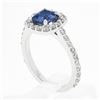 Image 9 : NEW Platinum 1.89 ctw GIA NO HEAT Cushion Blue Spinel Brilliant Diamond Halo Rin