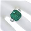 Image 7 : Vintage Platinum 10.31 ctw AGL Square Colombian Emerald w/ Diamond Cocktail Ring