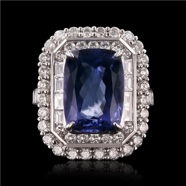 6.58 ctw Tanzanite and 2.24 ctw Diamond 18K White Gold Ring (GIA CERTIFIED)