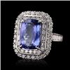 Image 2 : 6.58 ctw Tanzanite and 2.24 ctw Diamond 18K White Gold Ring (GIA CERTIFIED)