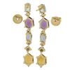 Image 1 : EFFY 14K Gold Multi Shapes Genuine Colored Stones Long Drop Dangle Earrings