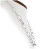 Image 5 : Platinum Long 29" Open Oval Link Chain Slip On Necklace w/ Diamond & Pink Stones