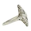 Image 5 : Antique Art Deco 18K Gold .12 ctw Diamond & Sapphire Filigree Navette Dinner Rin