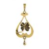 Image 4 : Art Nouveau 14k Gold Seed & Baroque Pearl Dangle 4 Leaf Clover Lavalier Pendant