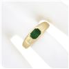 Image 7 : Unisex NEW 14K Yellow Gold 0.66 ctw Green Emerald Sideways Bezel Solitaire Ring