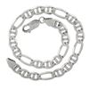 Image 2 : Men's Italian 14k White Gold 9" Polished 5.9mm Figaro Link Chain Bracelet