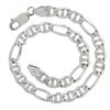 Image 3 : Men's Italian 14k White Gold 9" Polished 5.9mm Figaro Link Chain Bracelet