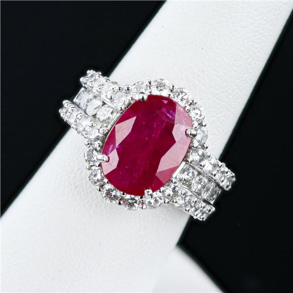4.62 ctw Ruby and 2.13 ctw Diamond Platinum Ring