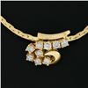 Image 3 : Italian 14k Gold .35 ctw Brilliant Diamond Cluster Center Flat Link Chain Neckla