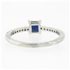 Image 3 : NEW 14K White Gold 0.63 ctw Square Step Cut Sapphire Solitaire & Diamond Ring