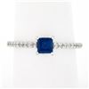 Image 8 : NEW 14K White Gold 0.63 ctw Square Step Cut Sapphire Solitaire & Diamond Ring