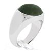 Image 1 : Men's 14K White Gold Elongated Oval Cabochon Bezel Green Nephrite Jade Ring