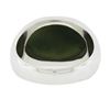 Image 3 : Men's 14K White Gold Elongated Oval Cabochon Bezel Green Nephrite Jade Ring