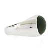 Image 5 : Men's 14K White Gold Elongated Oval Cabochon Bezel Green Nephrite Jade Ring