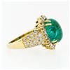 Image 6 : Vintage 18k Gold 11.08 ctw AGL Oval Cabochon Emerald & Pave Diamond Cocktail Rin