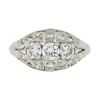 Image 4 : Antique Art Deco Platinum 0.81 ctw Old Cut Diamond Detailed Etched Domed Band Ri