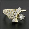 Image 8 : Vintage 14k Yellow Gold 0.90 ctw Prong & Pave Set Diamond Statement Cocktail Rin
