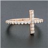 Image 2 : NEW 14k Rose Gold 0.40 ctw Round Brilliant Cut Diamond Curved Cross Band Ring