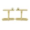Image 4 : Vintage 14K Gold Rectangular Sunburst Fluted Finish Cuff Links w/ Bead Pearl
