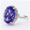 Image 2 : 13.24 ctw Tanzanite and 0.60 ctw Diamond 18K White Gold Ring