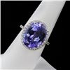 Image 4 : 13.24 ctw Tanzanite and 0.60 ctw Diamond 18K White Gold Ring