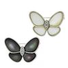 Image 7 : Pair of 2 18K Gold Black & White Mother of Pearl & Diamonds Butterfly Brooch Pin