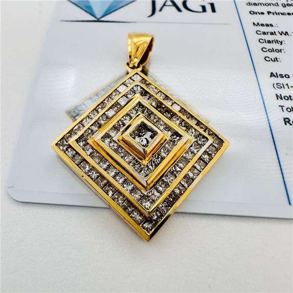 14KT Yellow Gold Diamond Geometric Pendant