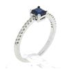 Image 4 : New 14k Gold 0.68 ctw Step Cut Sapphire Diamond Solitaire Stack Engagement Ring