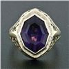 Image 2 : Antique Art Deco 14k Gold Custom Marquise Cut Bezel Set Amethyst Solitaire Ring