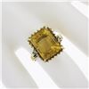 Image 5 : Vintage 18k Gold Emerald Cut Prong Citrine Wire Open Work Basket Cocktail Ring
