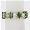 Image 9 : 14K Yellow Gold 2.30 ctw Round Diamond & Marquise Emerald Stack Eternity Band Ri