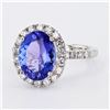 Image 2 : 3.65 ctw Tanzanite and 1.11 ctw Diamond Platinum Ring