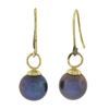 Image 3 : Classic 14k Yellow Gold 8.3mm Round Gray Tahitian Pearl Dangle Hook Earrings