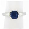 Image 1 : Vintage Platinum 1.05 ctw Square Step Cut Prong Set Sapphire Solitaire Ring