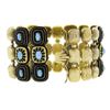 Image 5 : Vintage 18k Yellow Gold Turquoise & Black Enamel Work 1.9mm Wide 3 Row Bracelet