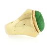 Image 5 : Vintage 14K Yellow Gold Bezel Oval Cabochon Green Jade Polished Wide Band Ring