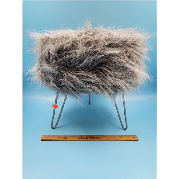 Grey Faux Fur Stool