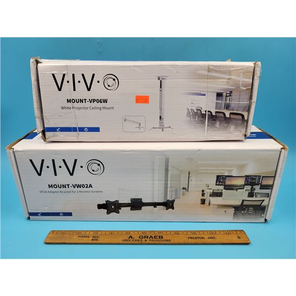 VIV Projector Ceiling Mount & Adapter Bracket for 2 Monitors