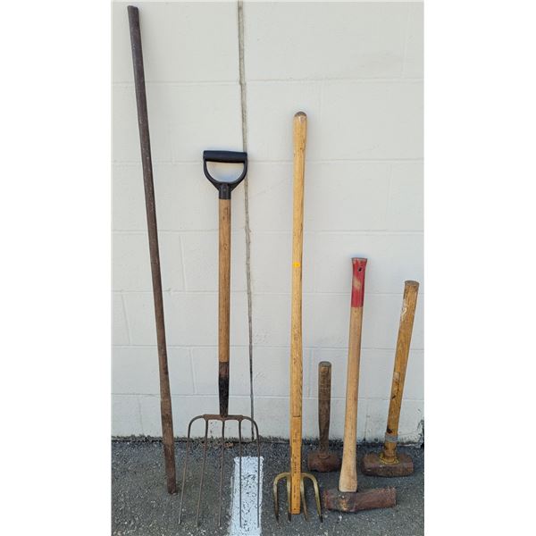 Pitchfork, Potato Hoe, Sledgehammer, & Splitting Maul