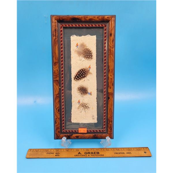 Framed Guinea Fowl Feather Art by Gail Daw