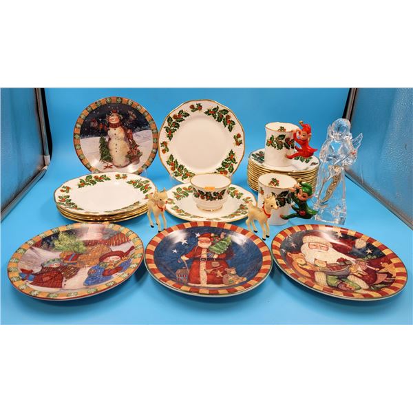 Lot of Assorted Christmas Dishes (Some Queen's China)