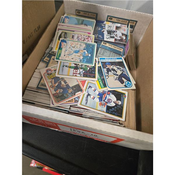 Box Of Assorted Hockey & Baseballs Cards