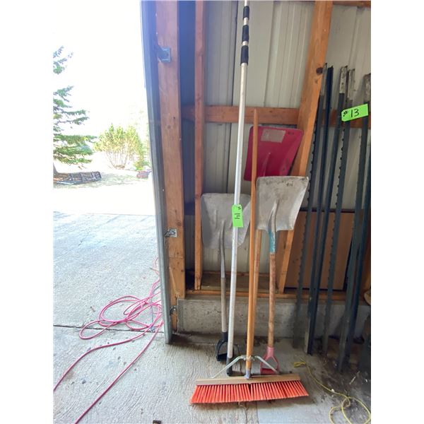 Push Broom, 2 Shovels, Extendable Roof Shovel,