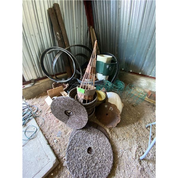 Large pile of Planters, Garden Fence, Edging, etc.,
