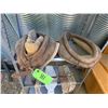 Image 3 : Metal Shelf c/w Bridle, 2 small Horse Collars & 4 Cinches