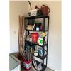 Image 1 : Metal Shelf c/w Bamboo Shoots, Pots, Pail, Watering Jug, etc.