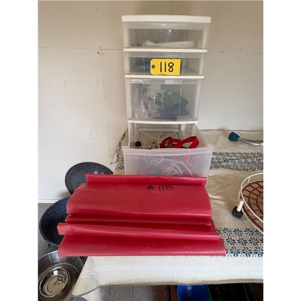 Plastic 4 Drawer Container c/w Misc. Leashes, Whip