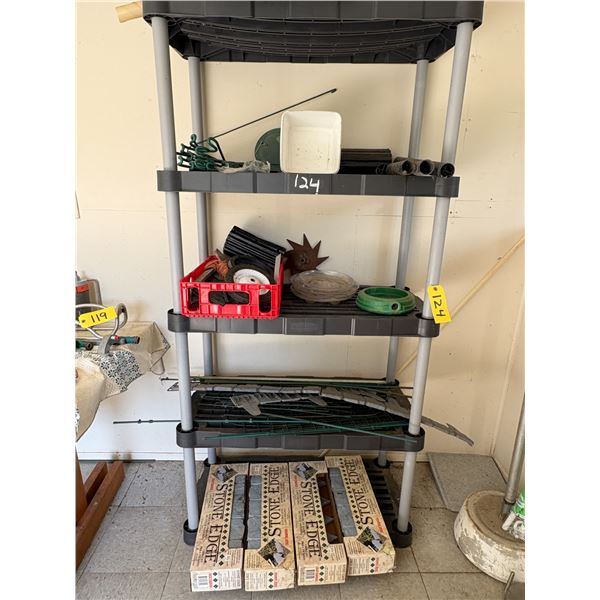 Plastic Shelf c/w Stone Edging, Tomato Sticks
