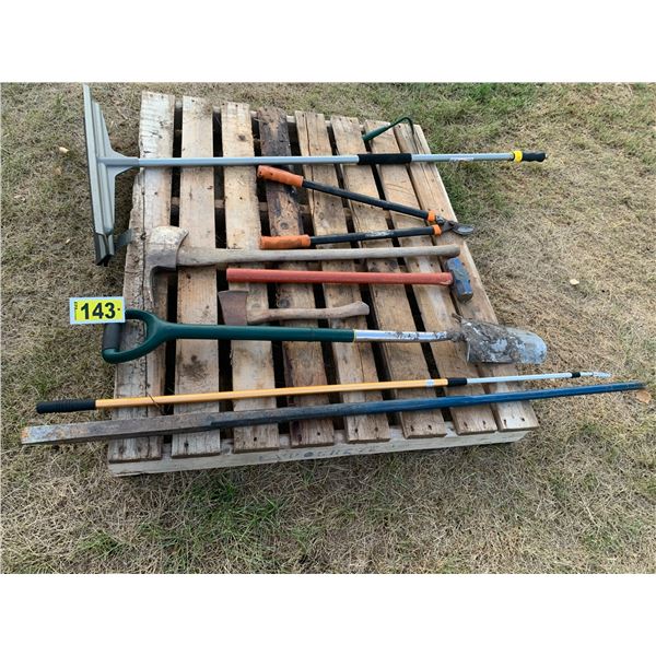 Sharp Shooter Shovel, 2 Axes, Lining Bar, Sledge Hammer, Branch Trimmer & Foam Squeegee